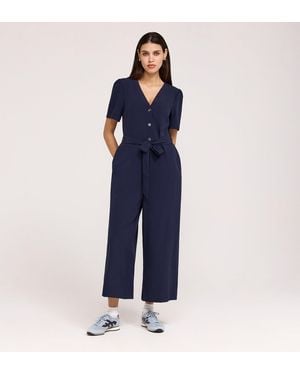 Finery London Uma Crepe Short Sleeve Jumpsuit - Blue