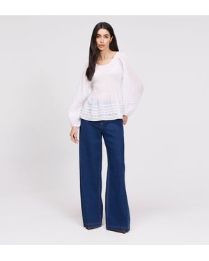 Finery London Jennie Cotton Lace Blouson Sleeves Top - White