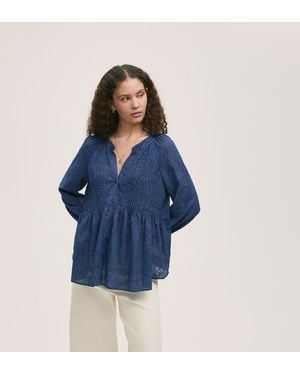 Finery London Martha Burnout Blouse - Blue