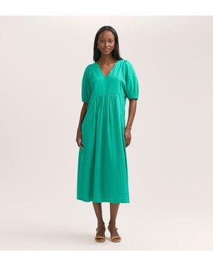 Finery London Chloe Gingham Seersucker Midi Dress - Green