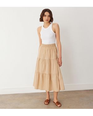 Finery London Harleen Tiered Cotton Midi Skirt - Natural