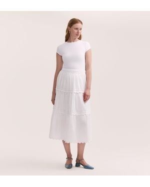 Finery London Paula Cotton Ric Rac Trim Midi Skirt - Pink