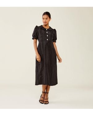 Finery London Eara Taffeta Midi Dress - Black