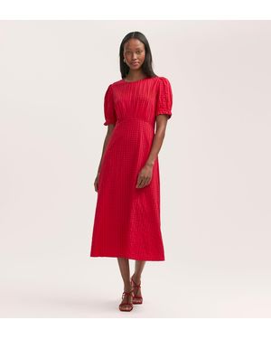Finery London Mela Gingham Seersucker Midi Dress - Red
