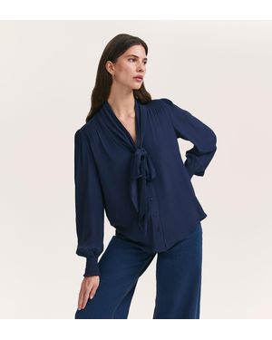 Finery London Mavis Pussy Bow Chiffon Blouse - Blue