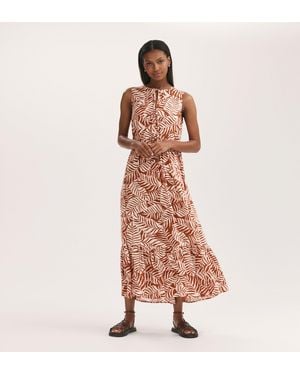 Finery London Larissa Tan Leaf Tie Front Midi Dress - Pink