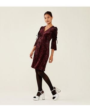 Finery London Lola Velvet Knee Length Dress - Multicolour