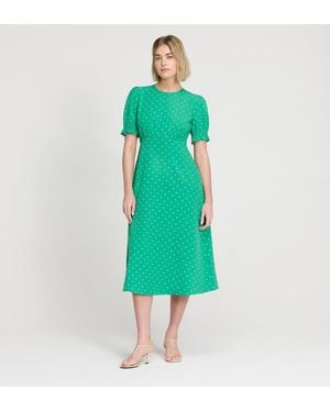 Finery London Mela Polka Dot Midi Tea Dress - Green