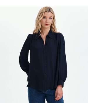 Finery London Melina Button Through Lightweight Yoke Blouse - Blue