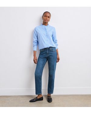 Finery London Sabrina Ruffle Cotton Shirt - Blue