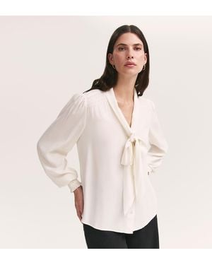 Finery London Mavis Pussy Bow Chiffon Blouse - Natural