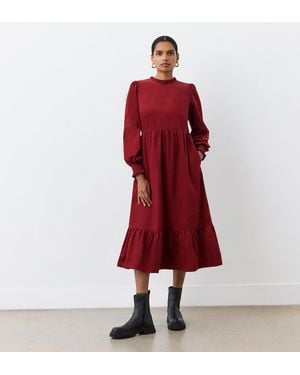 Finery London Esme Corduroy Midi Dress - Red