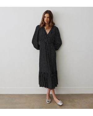 Finery London Suzie Polka Dot Midi Dress - Black