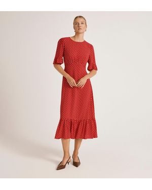 Finery London Sylvie Midi Tea Dress - Red