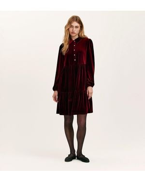 Finery London Rosanna Velvet Short Dress - Red