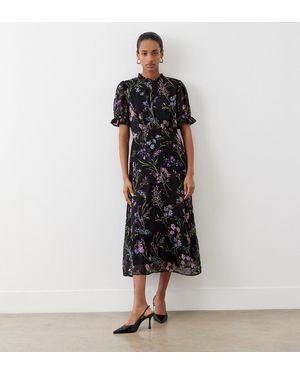 Finery London Camille Chiffon Midi Dress - Black