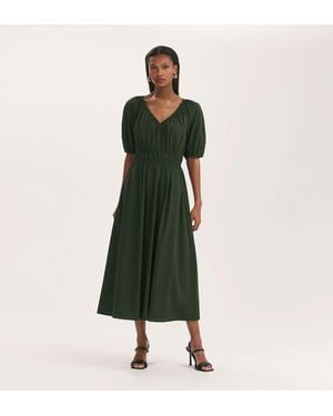 Finery London Piper Cotton Midi Smock Dress - Green