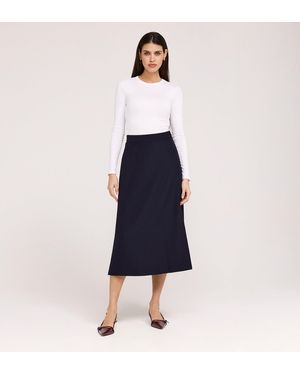 Finery London Ramona Gaberdine Twill Midi Skirt - Blue