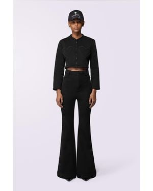 Fiorucci Heart Neoprene Flare Trousers - Black