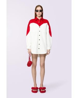 Fiorucci Heart Denim Shirt Dress - Red