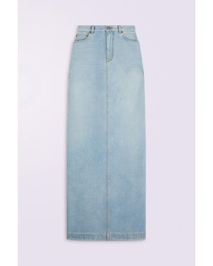 Fiorucci Tricolour Stripe Denim Maxi Skirt Light - Blue