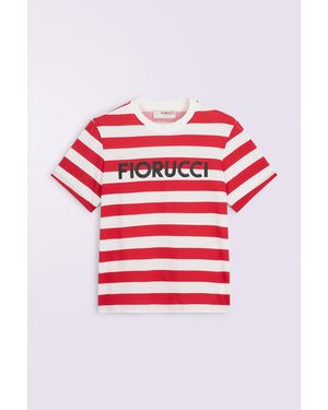 Fiorucci Striped Logo Regular T-Shirt - Red