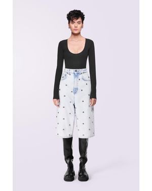 Fiorucci Stud Denim Bermuda Shorts Bleach - White
