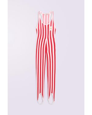 Fiorucci Striped Popcorn Print Maxi Jumpsuit - Red