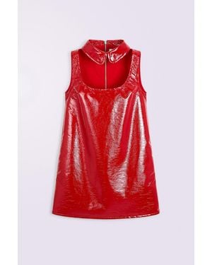 Fiorucci Collar Cutout Vinyl Mini Dress - Red
