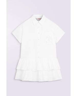 Fiorucci Kissing Angels Mini Shirt Dress - White