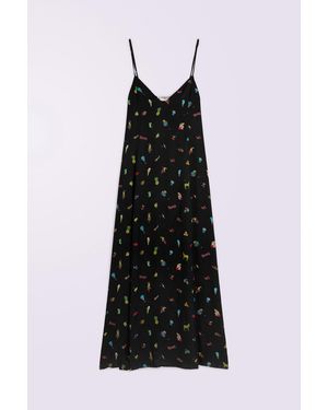 Fiorucci Toys Print Slip Maxi Dress - Black