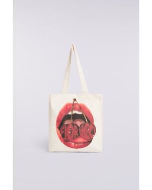 Fiorucci Cherry Mouth Graphic Tote Bag - Pink