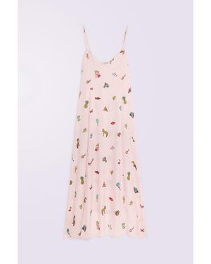 Fiorucci Toys Print Satin Maxi Slip Dress - Pink