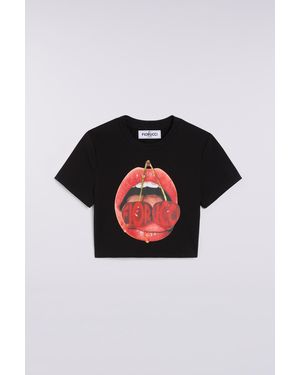 Fiorucci Cherry Mouth Graphic Crop T-Shirt - Multicolour
