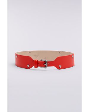 Fiorucci Heart Stud Leather Belt - Red