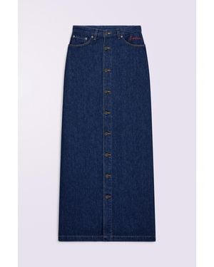 Fiorucci Embroidered Denim Maxi Skirt Deep