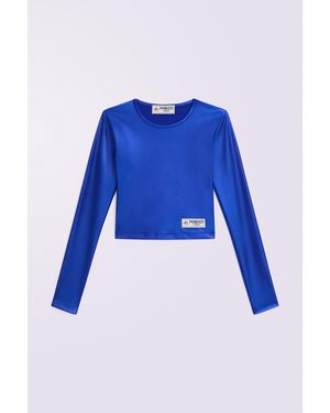 Fiorucci Label Long Sleeve Crop Top - Blue