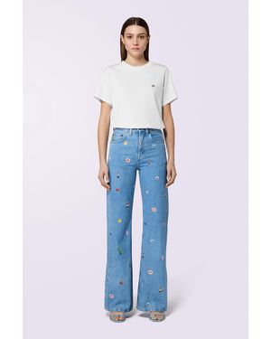 Fiorucci Charm Print Wide Leg Jeans Baby - Blue