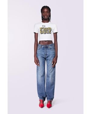 Fiorucci Rococo Logo Crop T-Shirt - Blue
