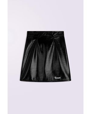 Fiorucci Logo Embroidered Vinyl Mini Skirt - Black