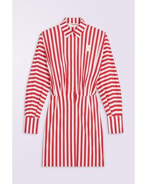 Fiorucci Striped Popcorn Print Shirt Dress - Red