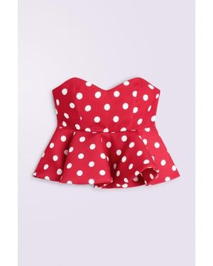 Fiorucci Polka Dot Peplum Crop Top - Multicolour