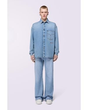Fiorucci Embroidered Denim Shirt Light - Blue