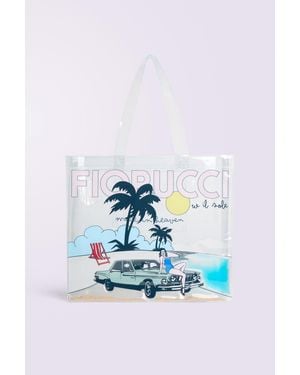 Fiorucci Logo Beach Tote Bag Multi - Blue
