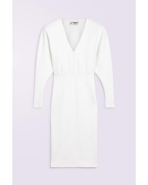 Fiorucci Puff Sleeve Jersey Midi Dress - White