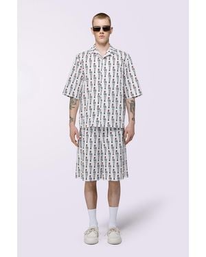 Fiorucci Pin Up Print Bowling Shirt - White