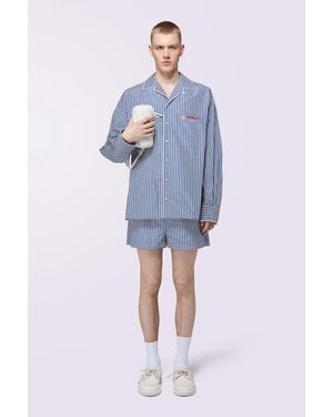 Fiorucci Gingham Logo Shorts - Blue