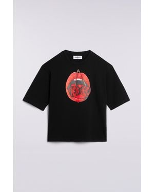 Fiorucci Cherry Mouth Graphic T-Shirt - Black