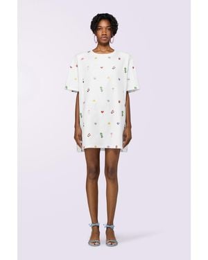 Fiorucci Charm Print Mini T-Dress - White