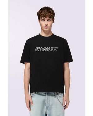 Fiorucci Glitter Star Logo Regular T-Shirt - Black